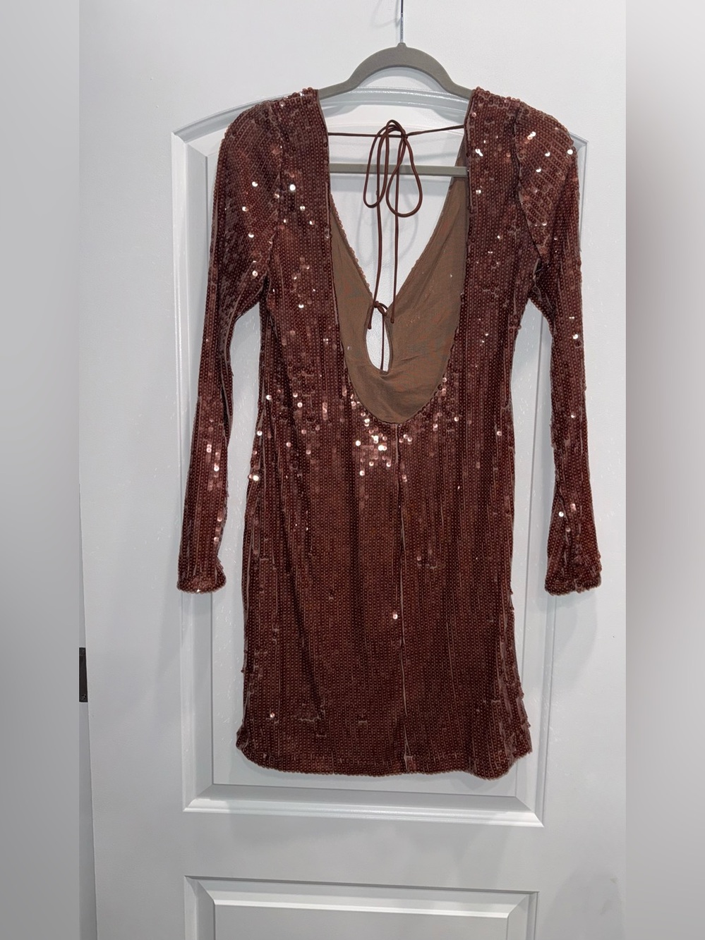 Bardot Verona Sequin Mini Dress In Chocolate size 12 - Picture 4 of 5